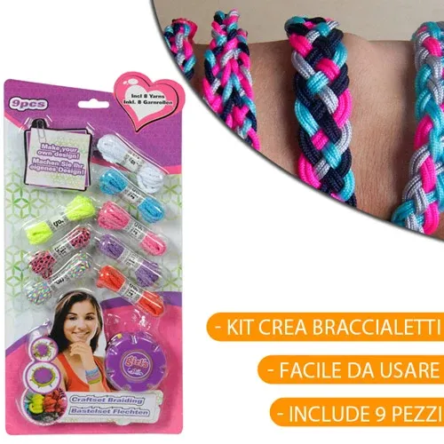 Più Venduto Kit Braccialetti Intrecciati 9 Pezzi Bracciali 10x6x3 Scuola Regalo Eddy Toys
