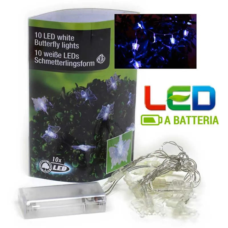 Solo Oggi Striscia 10 LED Bianco Farfalle 102 cm Decorazione Piante Giardino Arti Casa