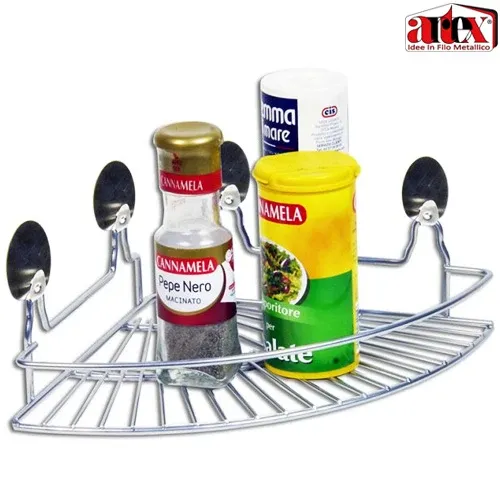Promozione Mensola Portatutto Angolare 21x21x7 Effetto Cromo con 4 Adesivi in Acciaio