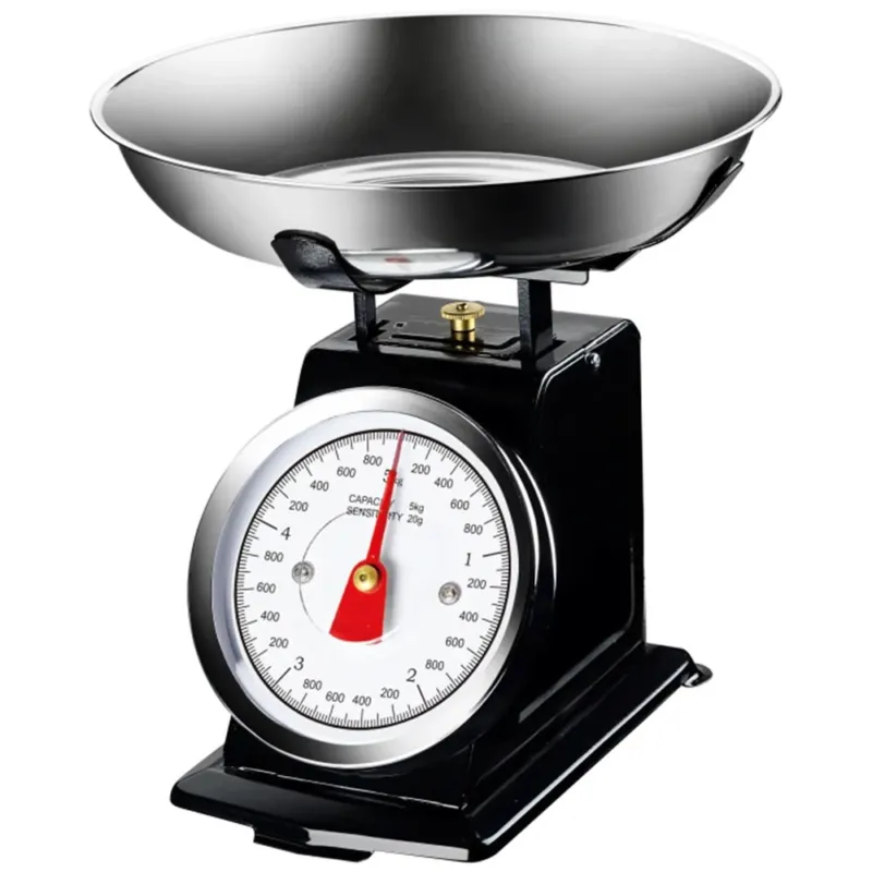 Bilancia Meccanica Analogica da Cucina in Metallo Atlas Vintage 5Kg Nero Reso Gratuito
