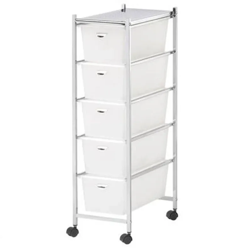 Offerta Lampo Carrello Estetista Multiuso Acciaio Cassettiera Bagno Ufficio 4 Ruote 5 Cassetti