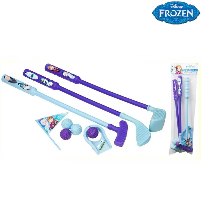 Set Golf Frozen 46 cm 3 Mazze + 4 Palline + Buca con Bandierina Bambine Giardino Di Tendenza