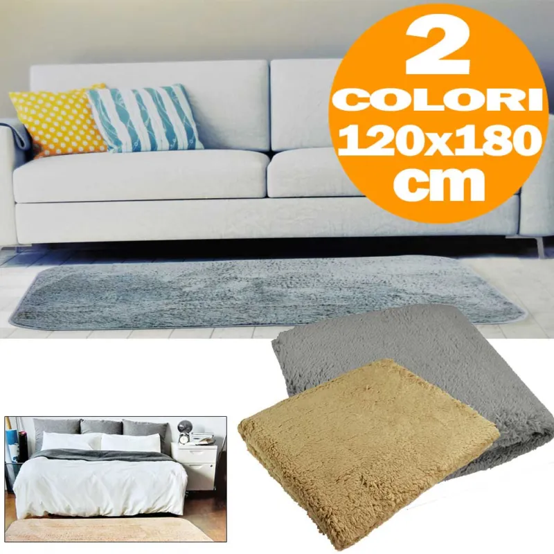 Tappeto A Pelo Lungo 120 x 180 cm 2 Colori A Scelta Arredo Casa Camera Soggiorno Affare