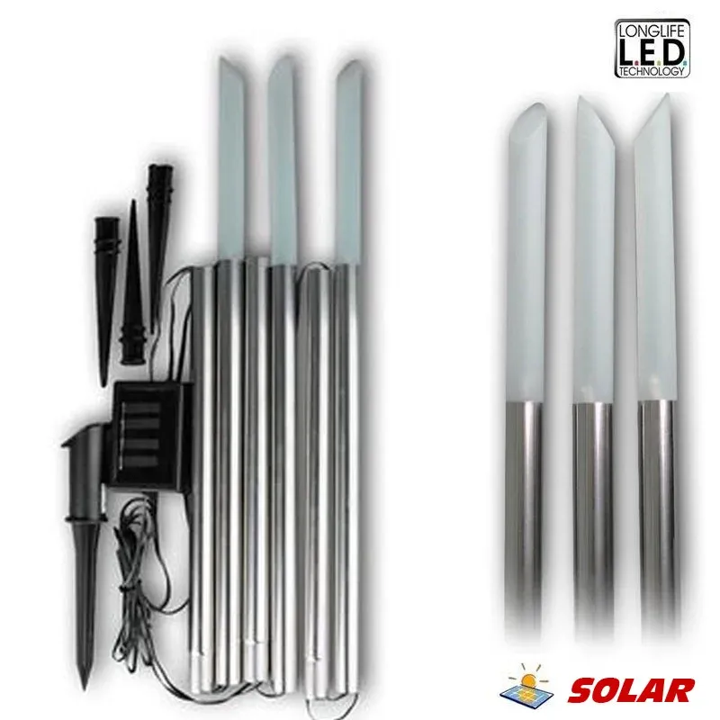 Lampade Solari da Giardino a LED 3 Pezzi Con Pannello Solare 8 Ore Di Luce Light Esclusivo