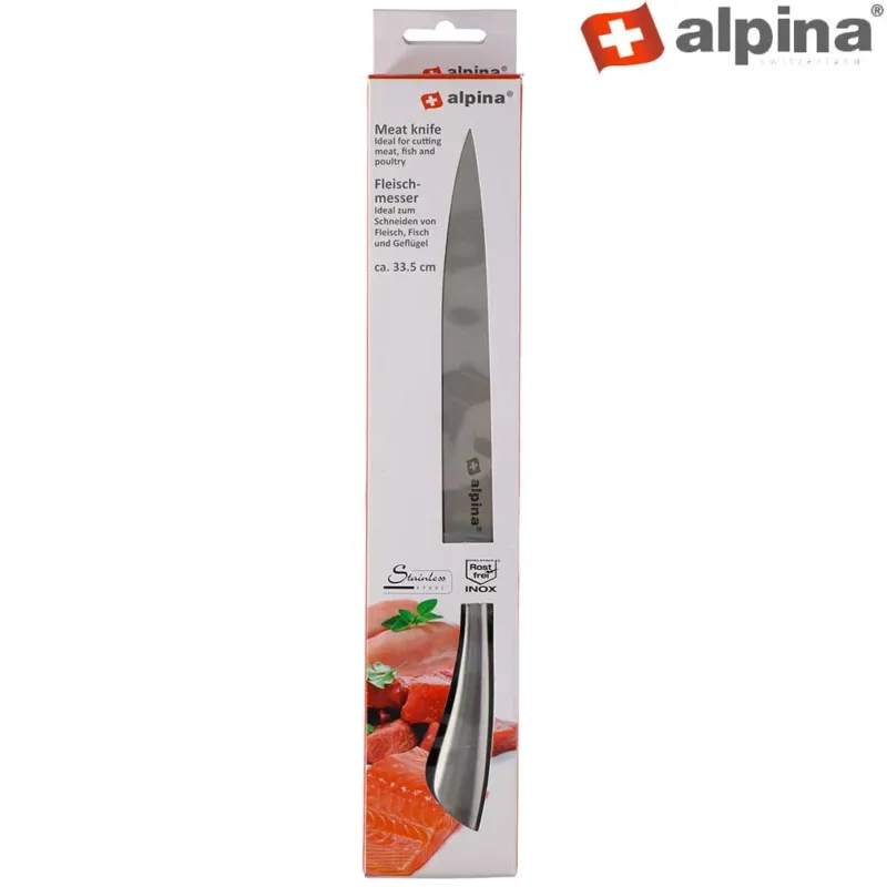 Must-Have Coltello Per Carne Pesce Pollo 33,5 cm Da Cucina Alpina Acciaio Inox Silver
