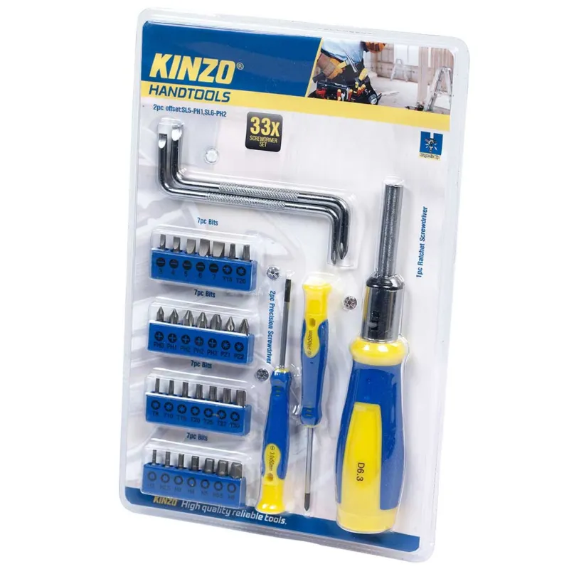 Sconto Set Cacciaviti 33 Pezzi Chiave A Cricchetto Con Giravite Fisso e Stella Kinzo