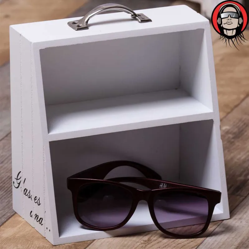 Armadietto Organizer in legno 2 mensole per Occhiali da Vista Sole con Maniglia Compra Adesso