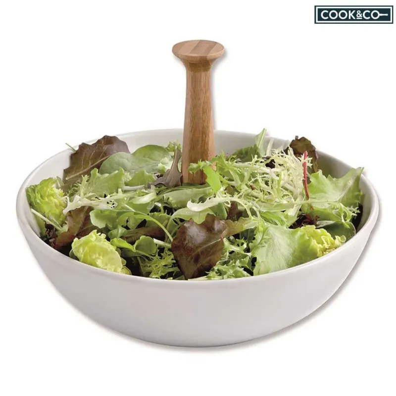Ordina Subito Insalatiera Ciotola Per Insalata 18cm In Ceramica Con Manico In Bambù Cucina