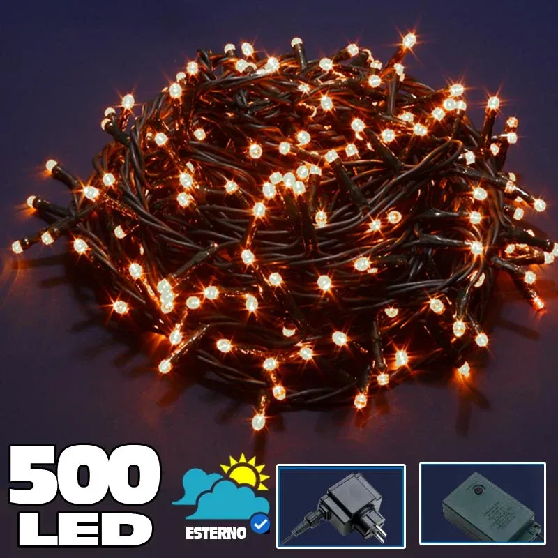 A Buon Prezzo Catena Luminosa 500 Luci LED Lucciole Bianco Caldo Controller 8 Funzioni Esterno