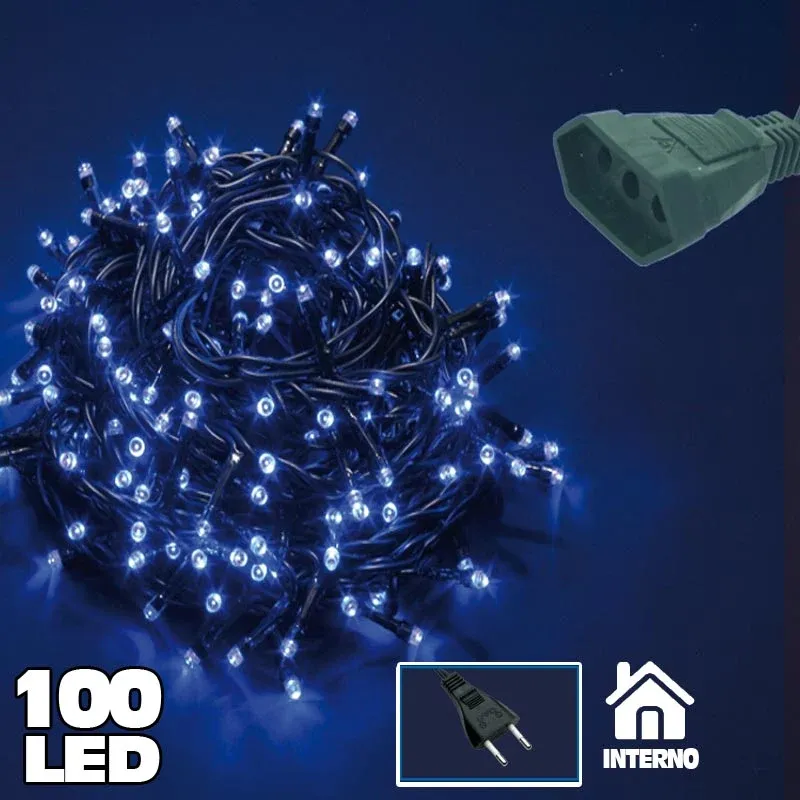 Catena Luminosa 100 Luci LED Lucciole BLU Prolungabile Uso Interno 5 metri Must-Have