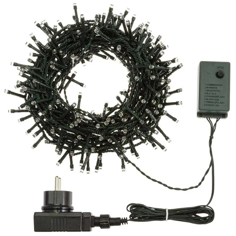 Catena Luminosa 300 LED Bianco Freddo Uso Interno Esterno Con Controller 8 Funz. Affare