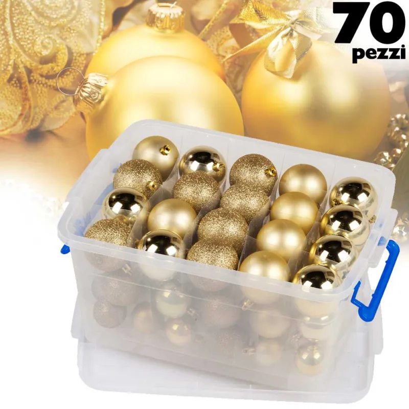 Soddisfatti O Rimborsati Palle Di Natale Set 70 Pezzi Color Oro Diverse Misure Decorazioni Albero Natale