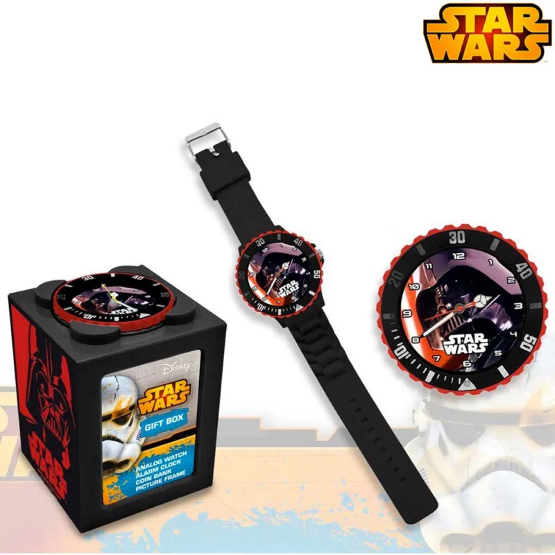 Orologio Polso Analogico Star Wars Darth Vader 4in1 Salvadanaio Portafoto Kids Offerta Lampo
