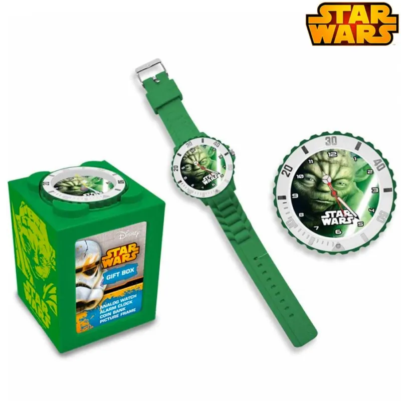 Orologio da Polso Analogico Star Wars Yoda 4in1 Salvadanaio Portafoto Kids Euro Promo Stagionale