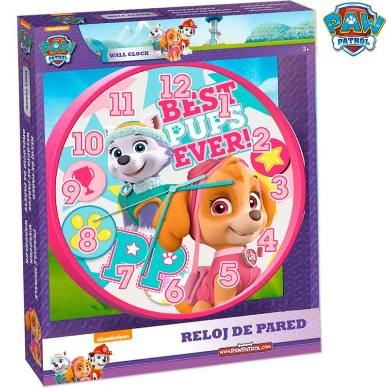 Occasione Orologio da Parete Skye Everest Paw Patrol Muro Cameretta Bambine Kids Euroswan
