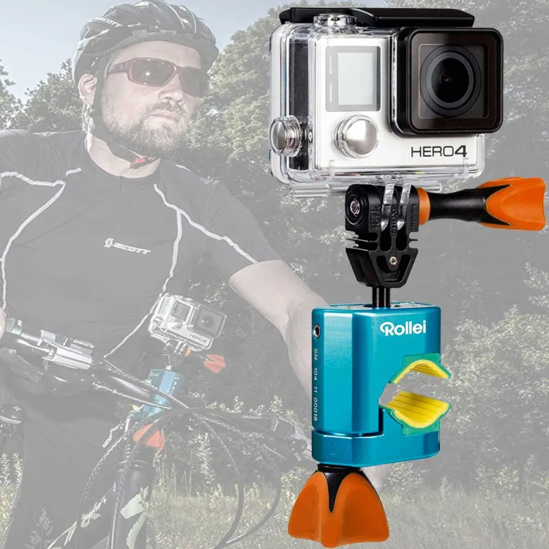 Popolare Supporto Action Camera per Bici e Moto Professionale Rollei GOPro Colore Blu