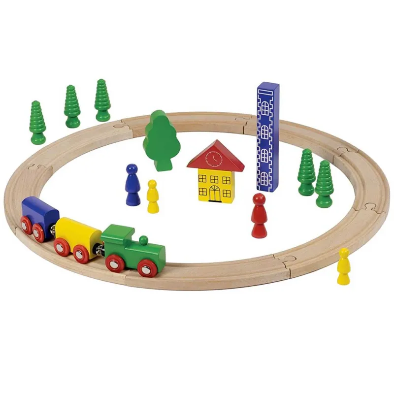 Promozione Esclusiva Trenino in Legno Set con Rotaie e Accessori 23 Pezzi per Bambini Grandi Giochi