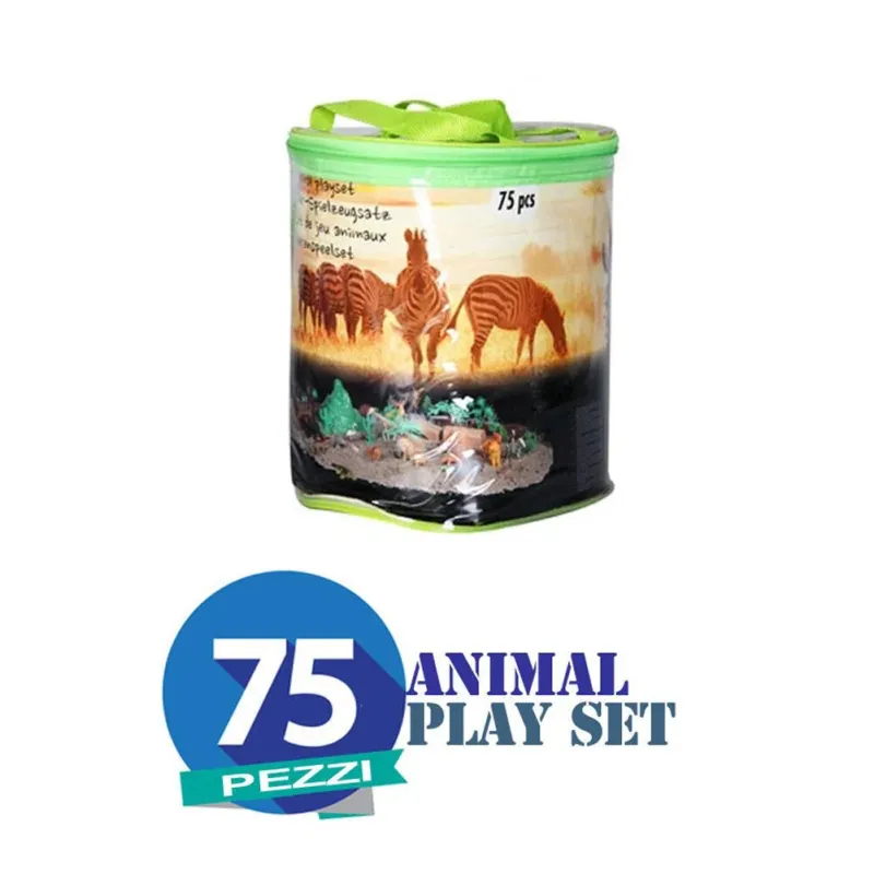 Confezione 75 Pezzi Animali per Bambini Sacchetto Contenitore Fattoria Playset Subito Disponibile