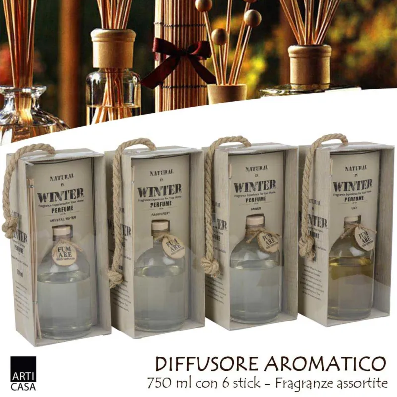 Diffusore Aromi Essenze XXL 750ML Profumo Ambiente + 6 Sticks Deodorante Casa Miglior Prezzo