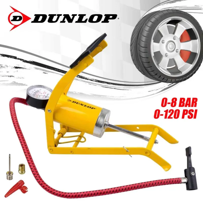 Più Venduto Pompa a Pedale Gonfiatore a Cilindro Per Pneumatici Gomme Auto Moto Bici Dunlop