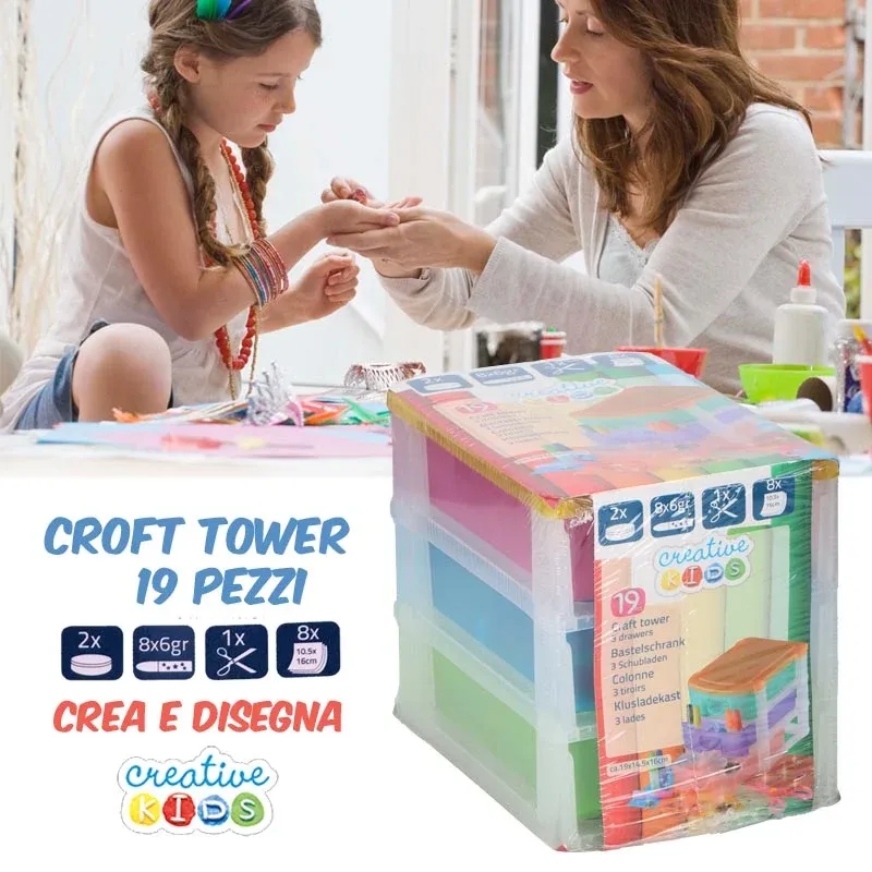 Compra Online Cassettiera 3 Cassetti Con 19 Pezzi Accessori Disegno Decorazione Per Bambini