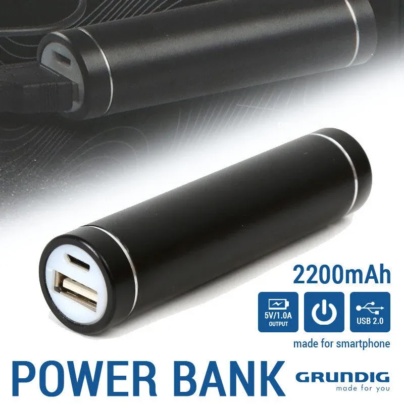 Direttamente Dal Produttore Power Bank 2200mAh USB Caricabatteria Ricarica Portatile Smartphone Grundig Nero