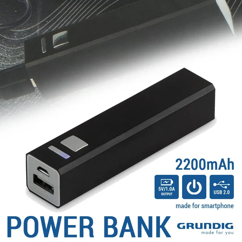 Offerta Limitata Power Bank 2200mAh USB Caricabatteria Ricarica Portatile Smartphone Grundig Nero