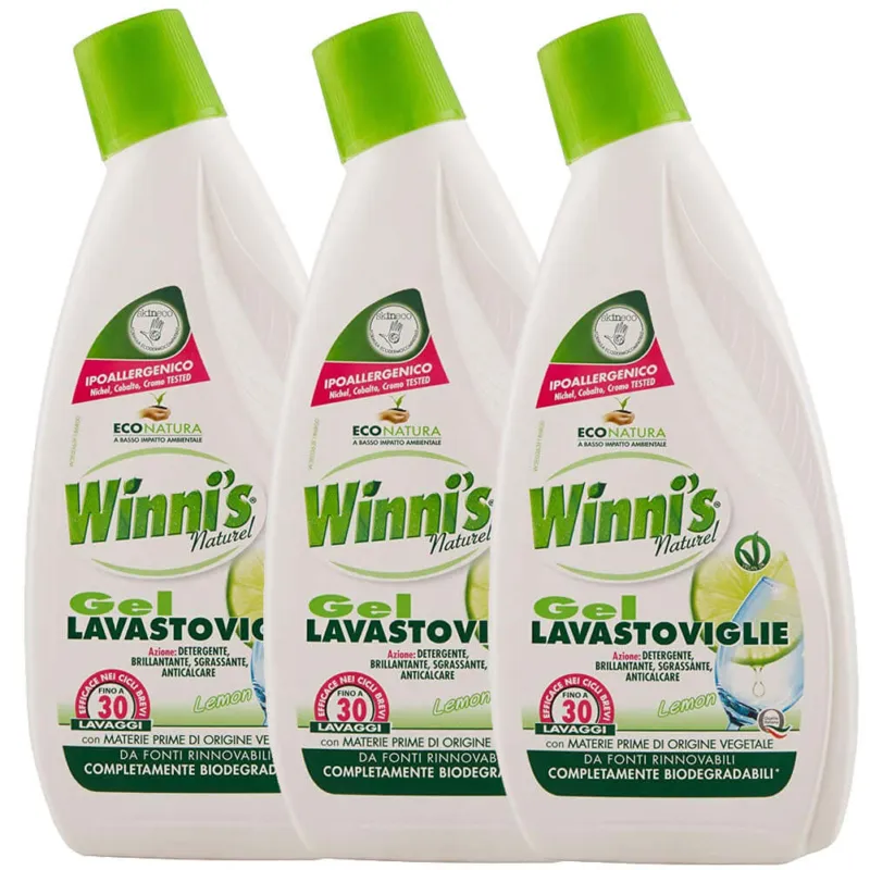 3 x Winni‘s Gel Lavastoviglie Sgrassante Detergente Anticalcare Limone 750 ML Occasione