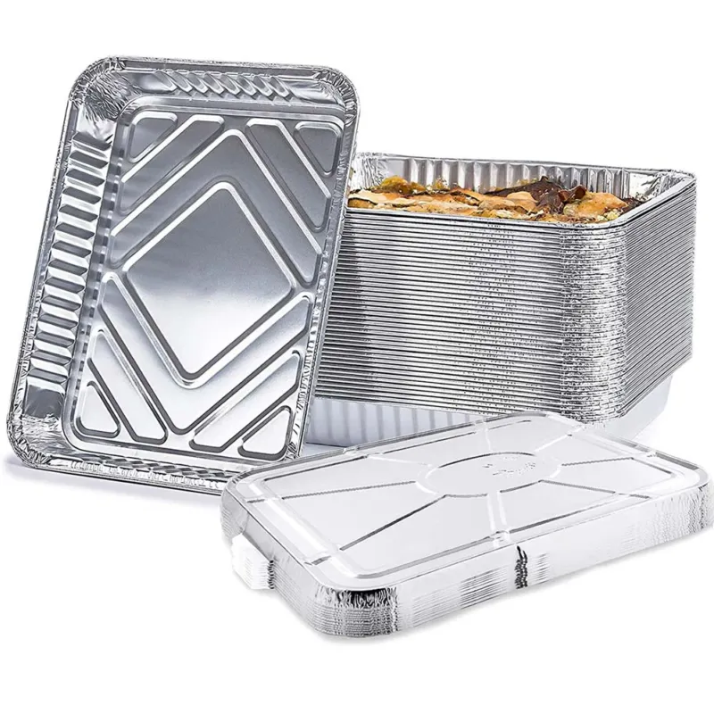 Vaschette in Alluminio 50pz Contenitore Monouso Alimenti 4 Porzioni + Coperchi Prezzo Basso
