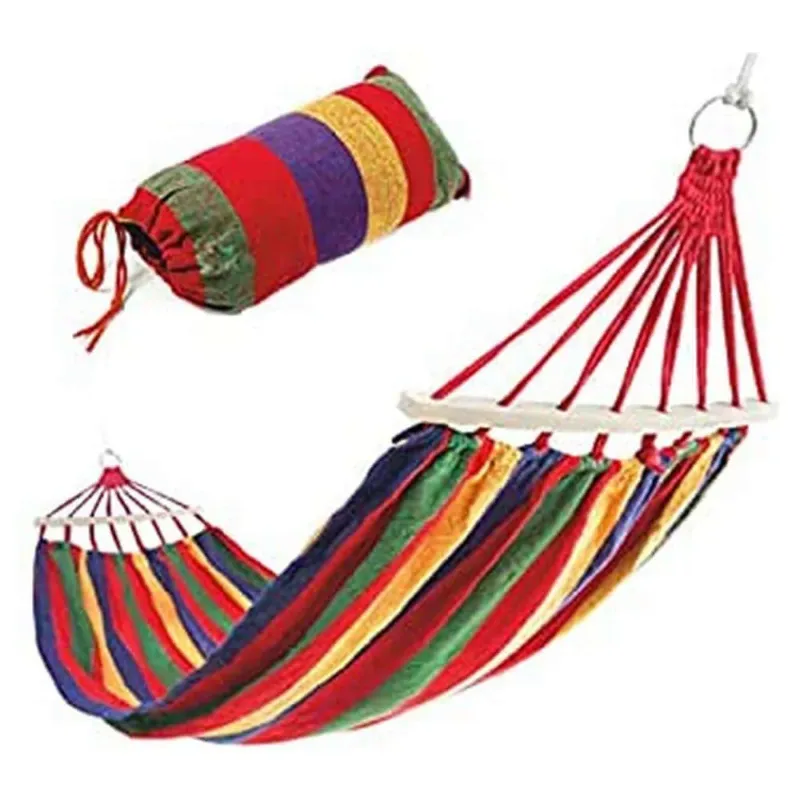 Amaca da Giardino Singola in Legno e Cotone Relax Campeggio 200x40cm Rosso Giall Solo Oggi