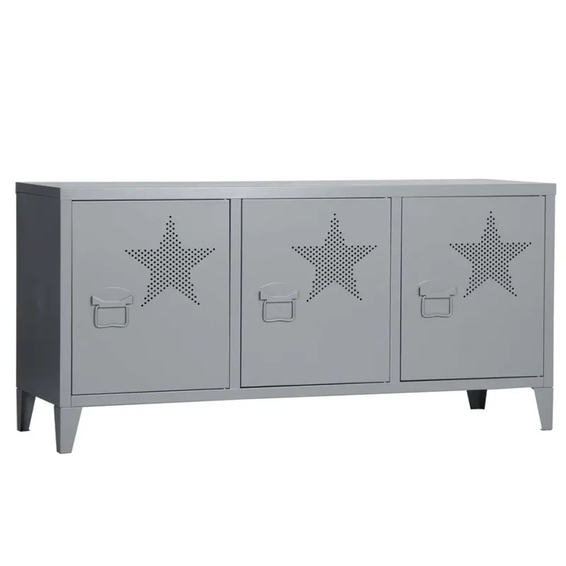 Armadietto Mobiletto TV in Metallo Mobile Basso Televisione Grigio 40x120x58cm Esclusivo