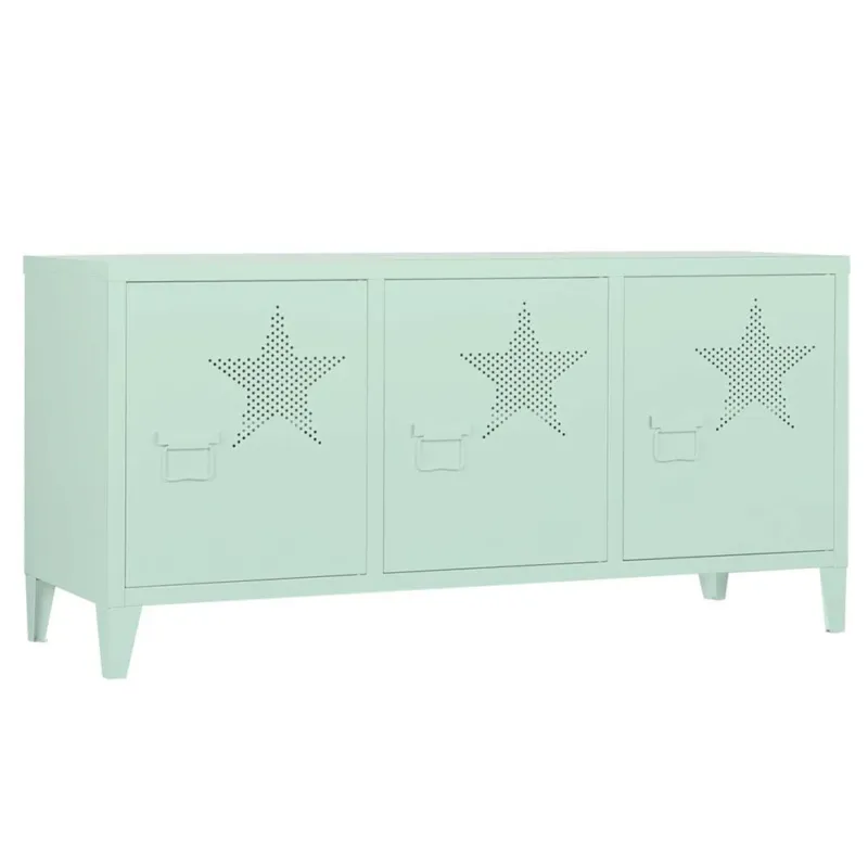 Armadietto Mobiletto TV in Metallo Mobile Basso Televisione Verde 40x120x58cm Professionale