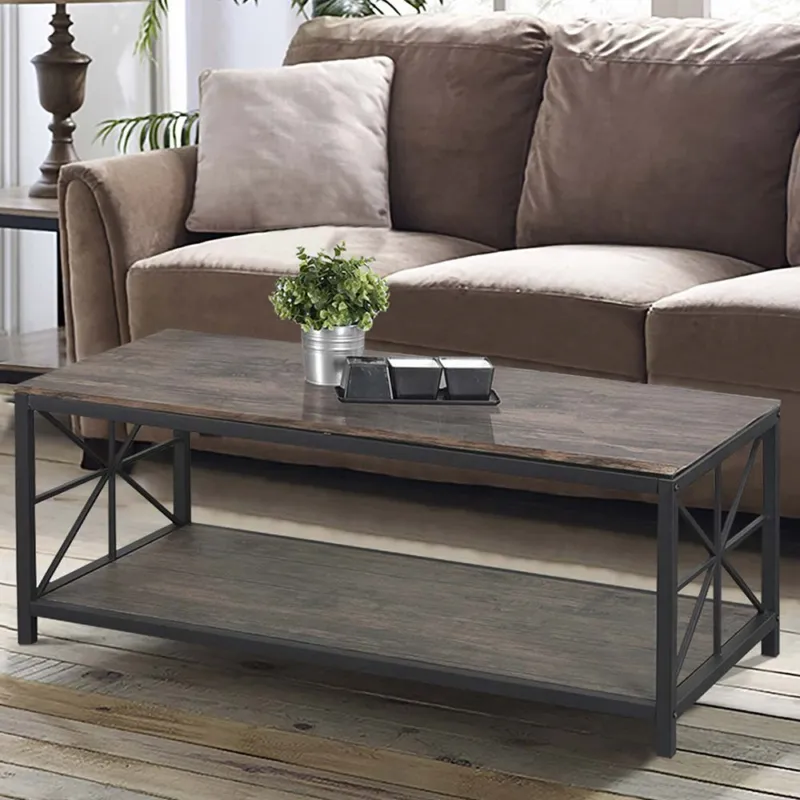 Prezzo Ridotto Tavolino Divano Salotto Rettangolare Design Moderno Industriale Legno Metallo