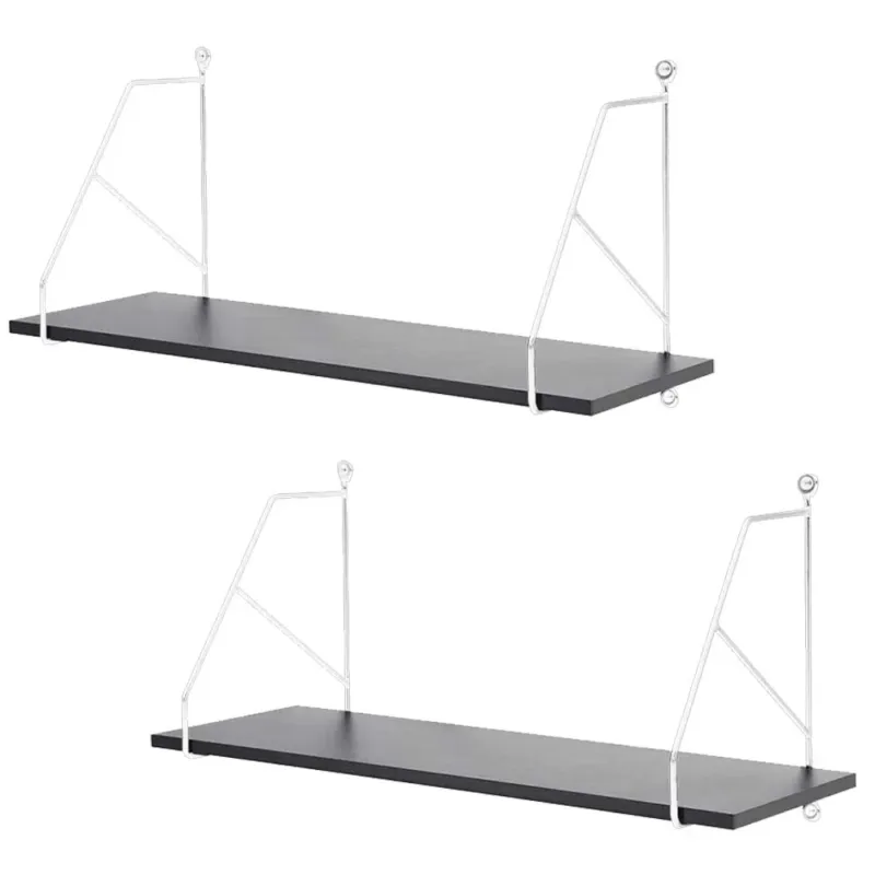 Set 2 Mensole Parete Rettangolare Mensola Scaffale Metallo Legno Design Moderno Super Prezzo
