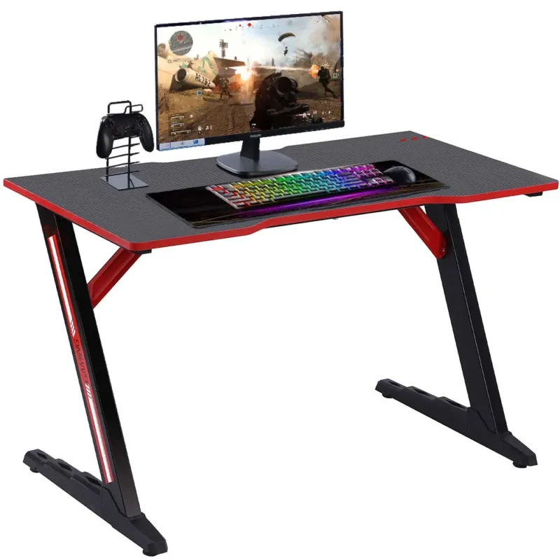 Scrivania Gaming Porta Pc Computer in Metallo e Legno MDF Tappetino Mouse Pad Soddisfatti O Rimborsati