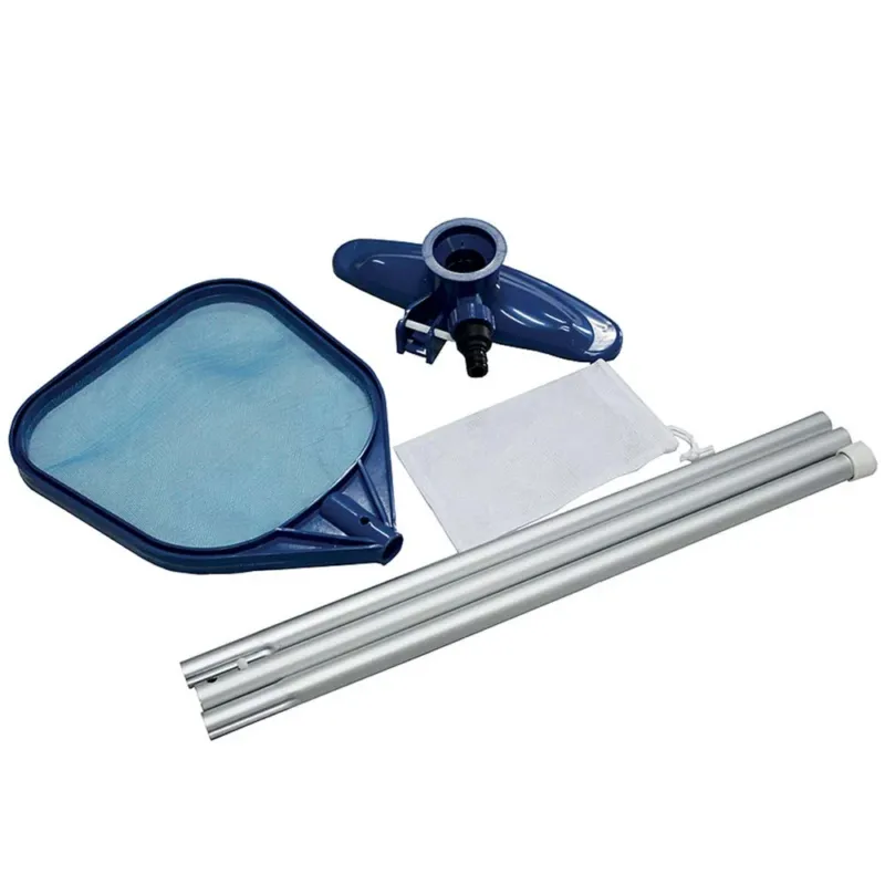 Subito Disponibile Set Pulizia Acqua Piscina Base Con Aspiratore Skimmer Rete e Asta telescopica