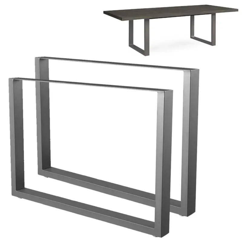 Novità Set 2 Gambe Piedi Tavolo Pranzo Scrivania 100x72 Metallo Design Moderno Grigio