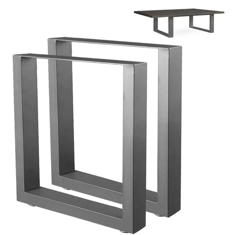 2x Gambe Piedi Tavolo Tavolino Panca Panchina 43x40 Metallo Design Moderno Grigi Più Venduto