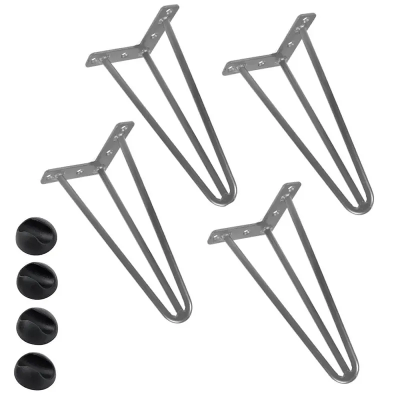 Ultime Pezzi 4x Gambe Piedi Tavolo Tavolino Mobili Sgabello 36cm Metallo Design Moderno Grigi