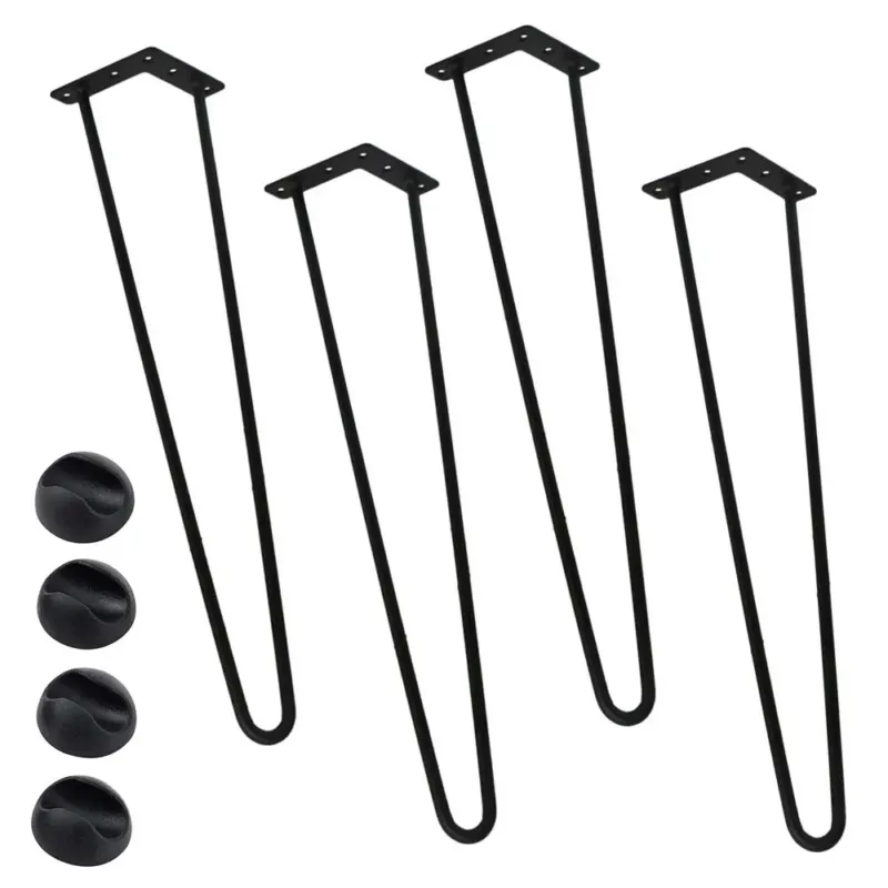 Set 4 Gambe Piedi Tavolo Pranzo Scrivania 60cm Metallo Design Moderno Nero Più Venduto