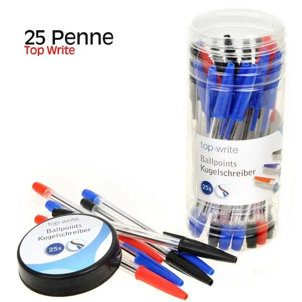 Confezione 25 penne in barattolo colori assortiti Topwrite Vendita Finale