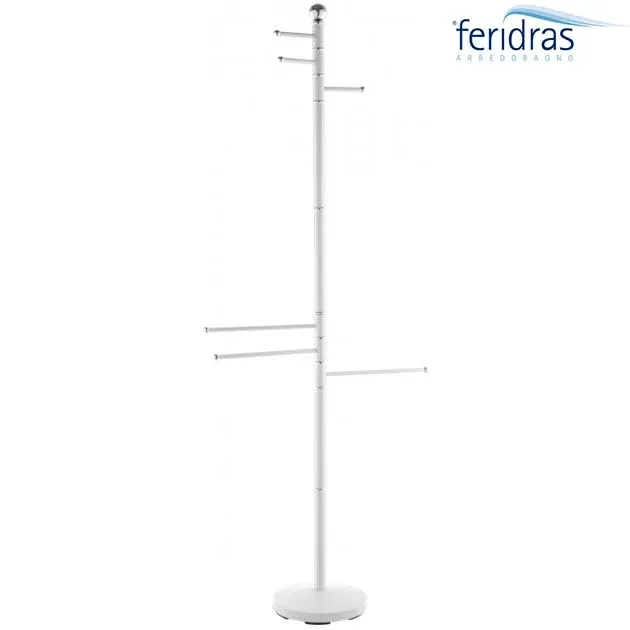 Subito Disponibile Piantana Porta Asciugamani 6 Bracci Acciaio Bianco 177 Cm Arredo Bagno Feridras