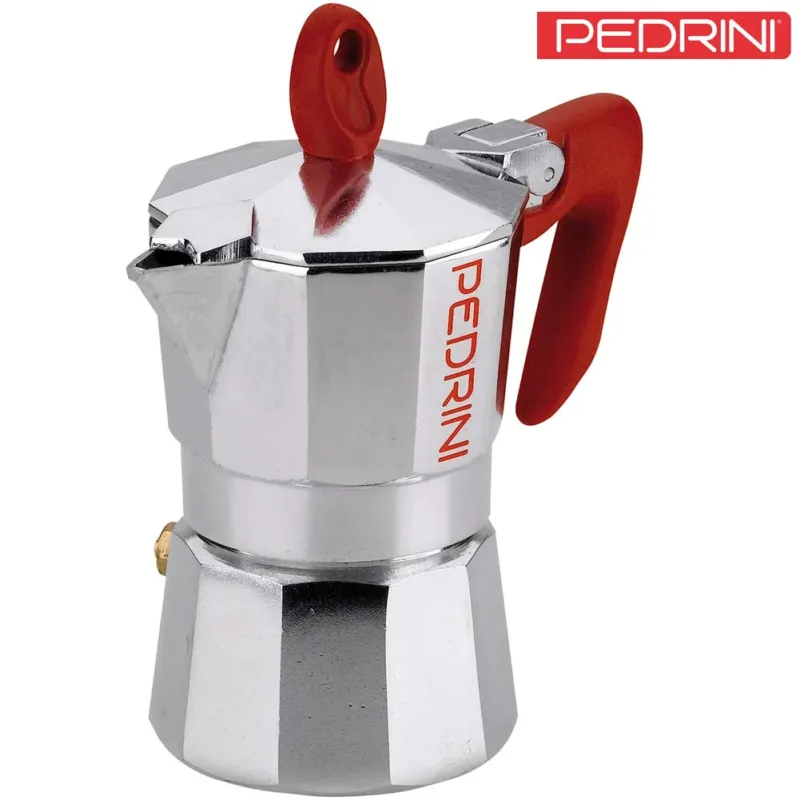 Caffettiera Pedrini Brillant 1 Tazza Modello Kaffettiera Pomello e Manico Rosso Prezzo Basso