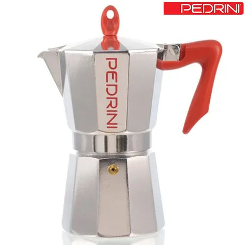 Sconto Caffettiera Pedrini Brillant 3 Tazze Modello Kaffettiera Pomello e Manico Rosso