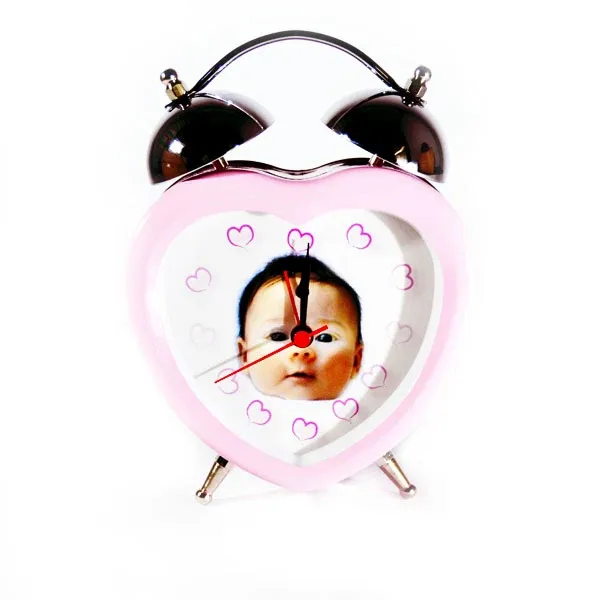 Ultimissimo Modello Sveglia Orologio Forma Cuore Colore Rosa con Bambino