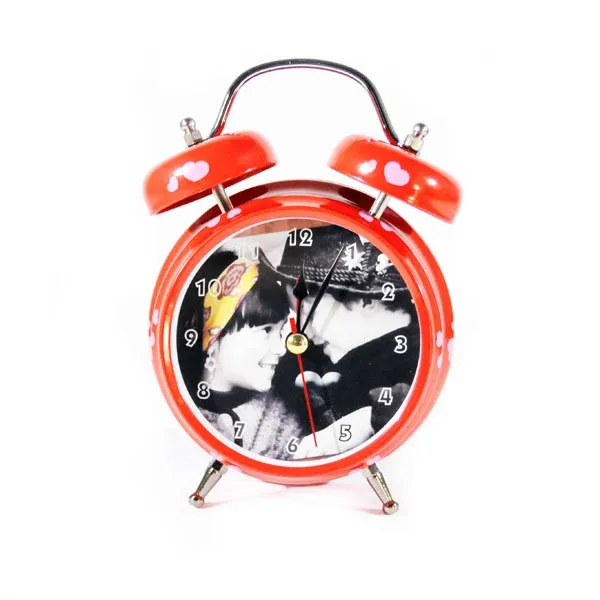 Sveglia Orologio Forma Tonda con Fotografia Bimbi Colore Rosso Professionale