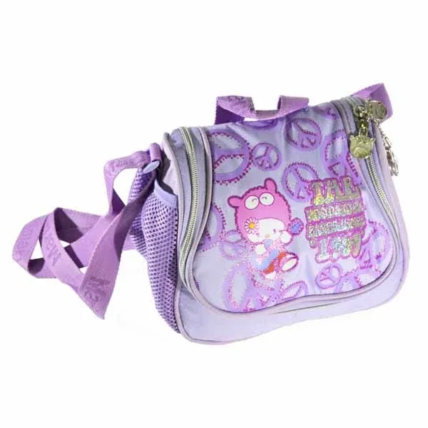 Promozione Esclusiva Cestino Lunch Box Asilo Marimaru Viola Con Doppia Zip Manico e Tracolla In Tela