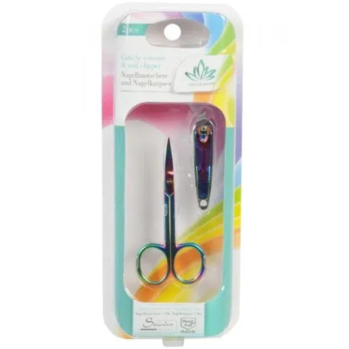 Subito Disponibile Set 2 pz Forbici e Tagliaunghie in Acciaio Manicure Cura delle Mani Forbicine