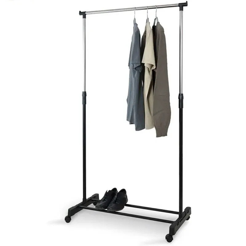 Stand Appendiabiti Allungabile Telescopico Singolo con Ruote 80x40x90/165 cm Non Perdere