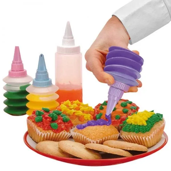 Bottiglietta in plastica per pasticceria con beccuccio dosatore decora Cupcake Spedito Oggi